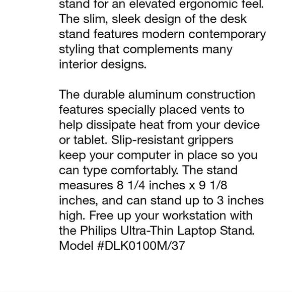 Phillips Ultra Thin Metal Laptop Stand - Picture 10 of 10